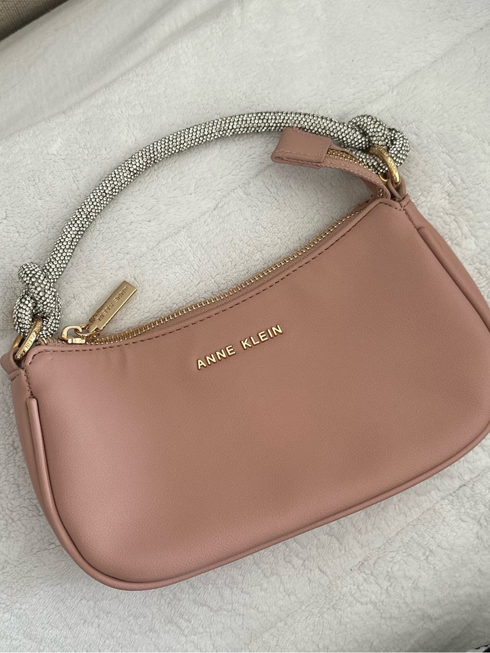 Anne Klein Dusty Rose Mini Shoulder Bag with Braided Handle